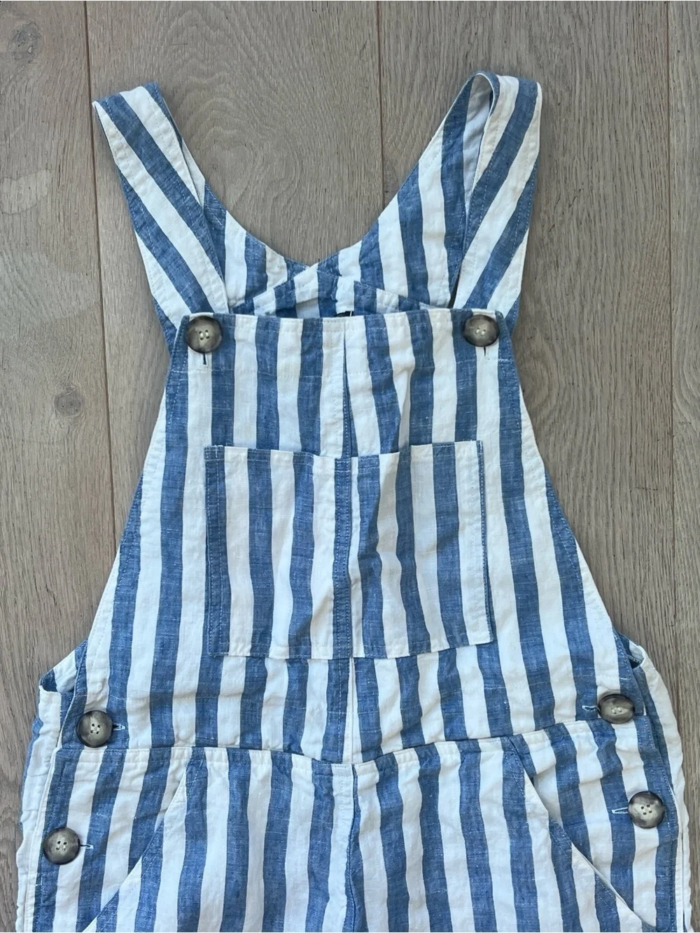 Reformation Women’s Size 2 Linen Striped Blue & White Overalls NWOT